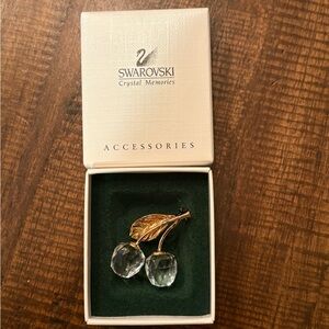 Swarovski Gold Leaf and Crystal Cherry Brooch - like new, never worn!